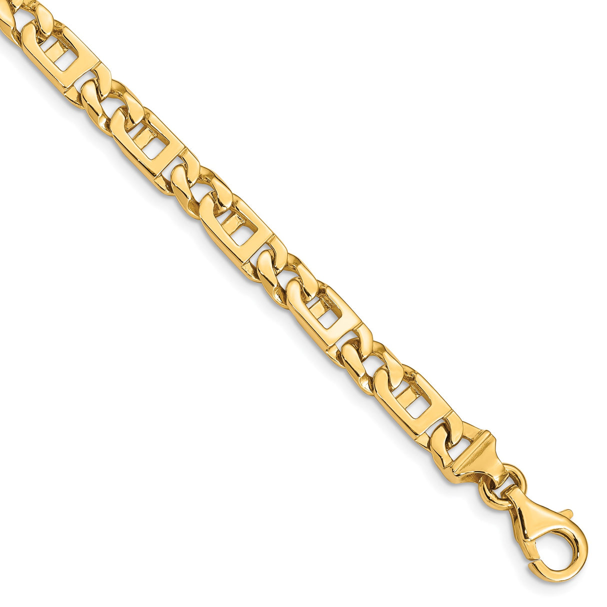 14K Yellow Gold 5.9 mm Polished Chain Anklet, Solid shown for scale