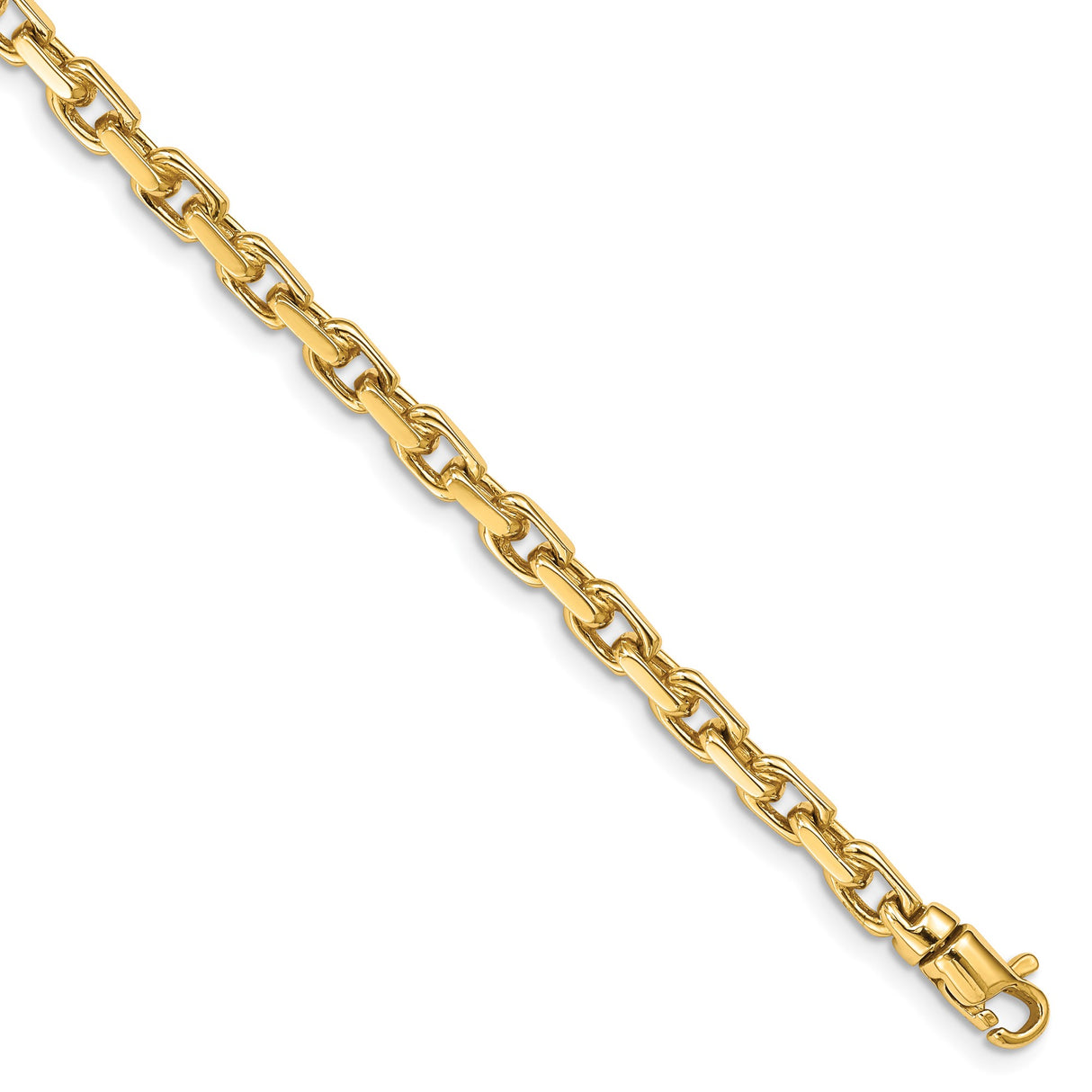 14K Yellow Gold 4.2 mm Polished Chain Bracelet, Solid shown for scale
