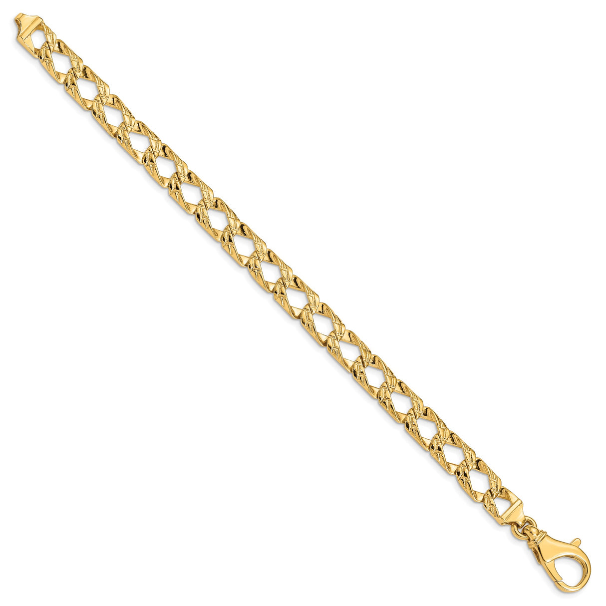 14K Yellow Gold 8.6 mm Polished Chain Bracelet, Solid detail view
