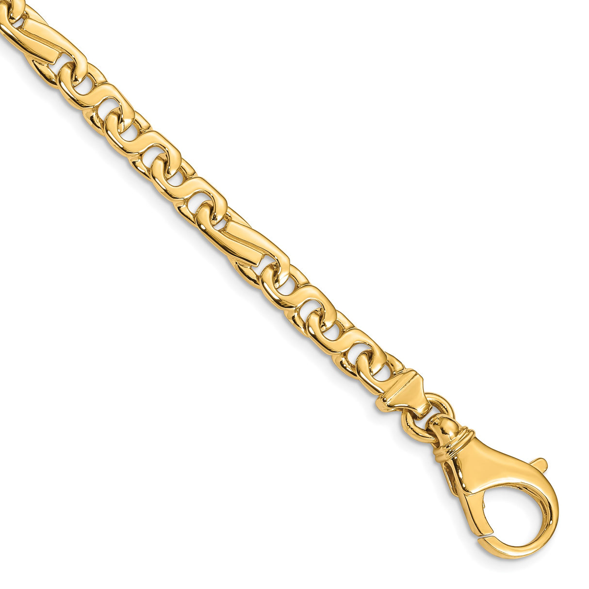 14K Yellow Gold 5.8 mm Polished Chain Bracelet, Solid alternate angle