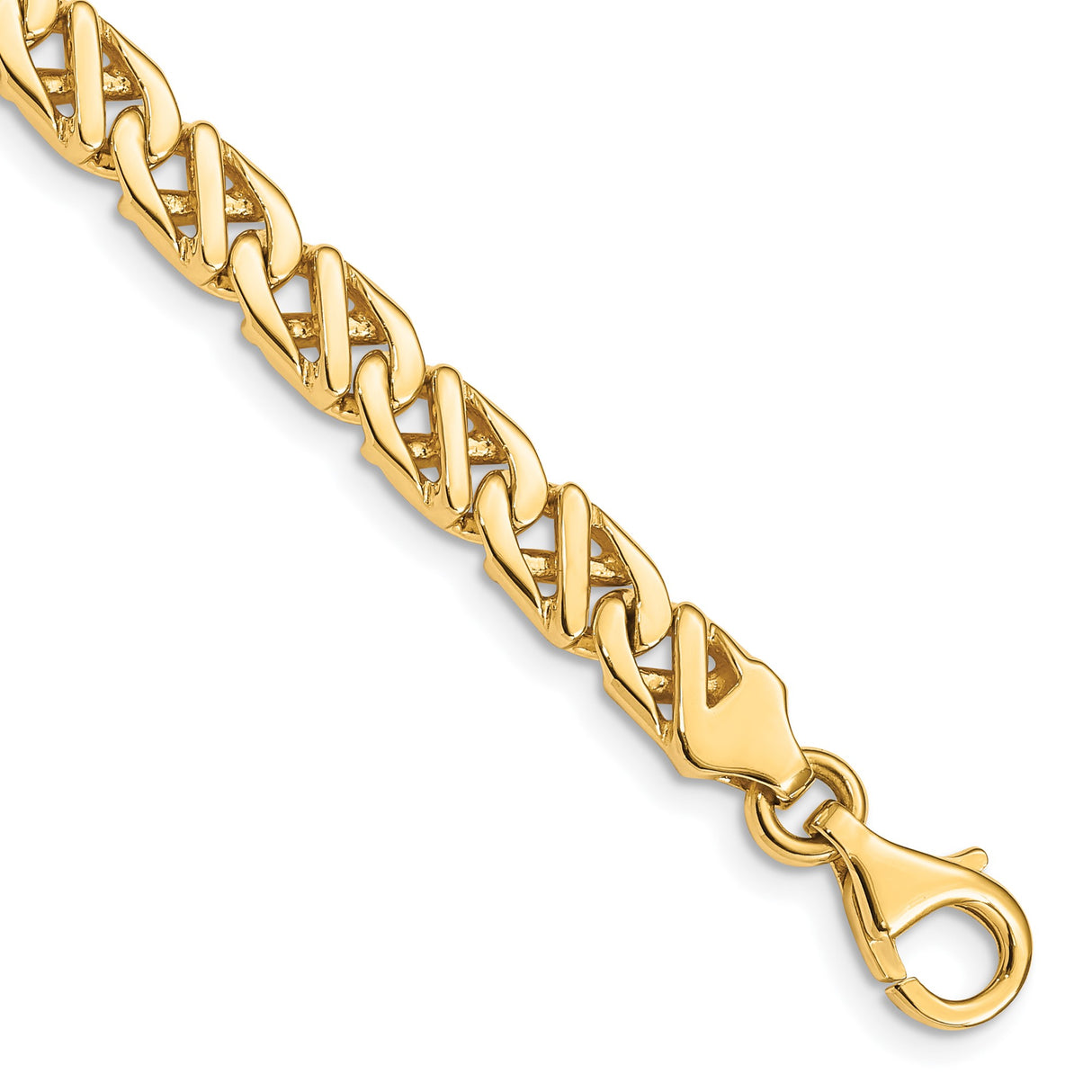 14K Yellow Gold 6.1 mm Polished Chain Bracelet, Solid shown for scale