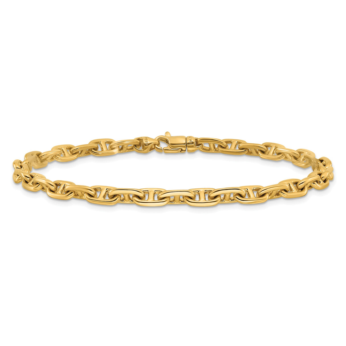 14K Yellow Gold 5.1 mm Polished Chain Bracelet, Solid detail view
