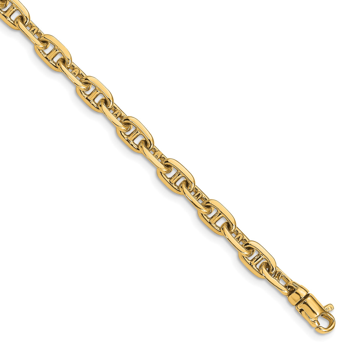 14K Yellow Gold 5.1 mm Polished Chain Bracelet, Solid detail view