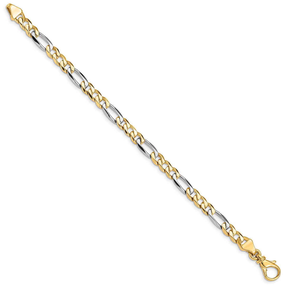 14K Two-tone Gold 5.45 mm Polished Chain Bracelet, Solid