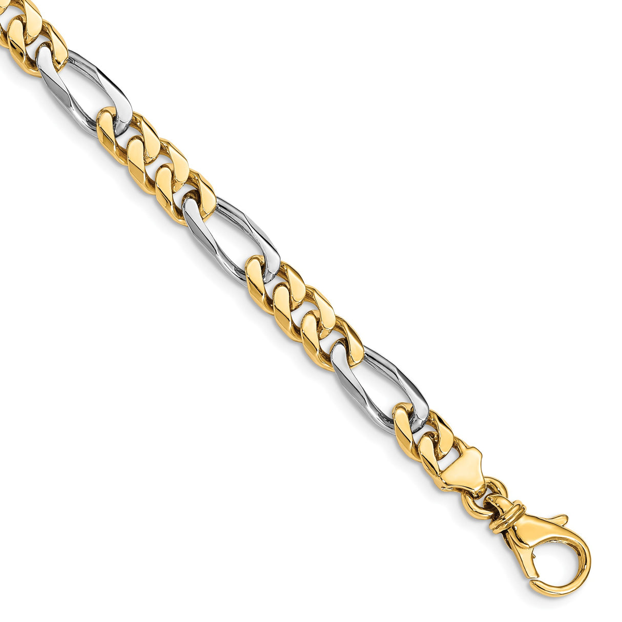 14K Two-tone Gold 6.3 mm Polished Chain Bracelet, Solid shown for scale