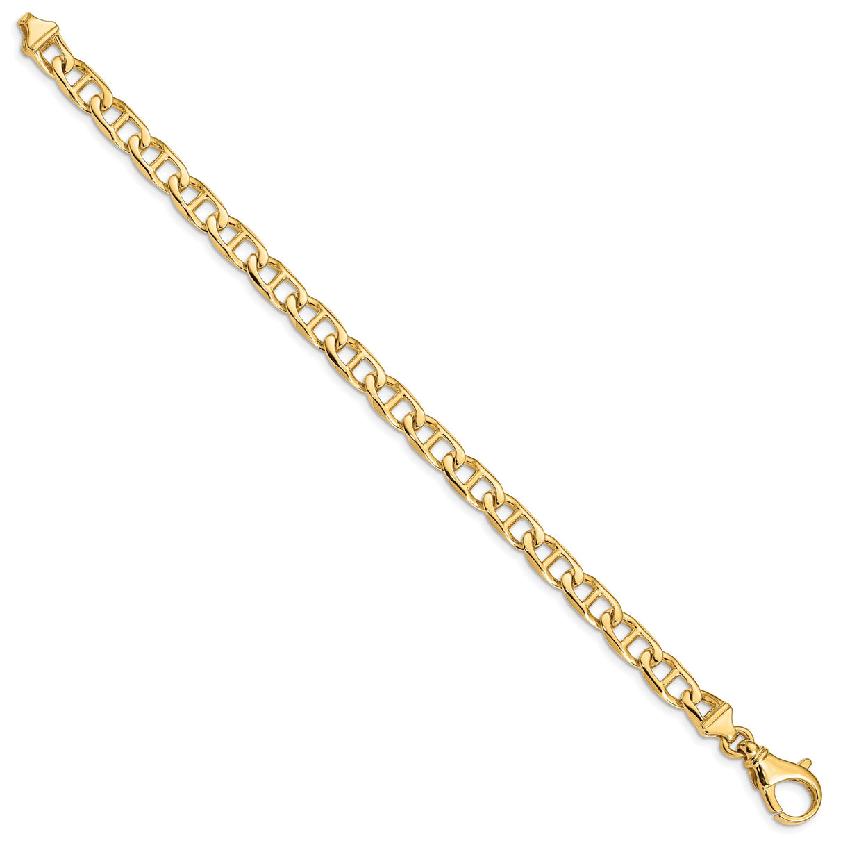 14K Yellow Gold 6.5 mm Polished Chain Bracelet, Solid
