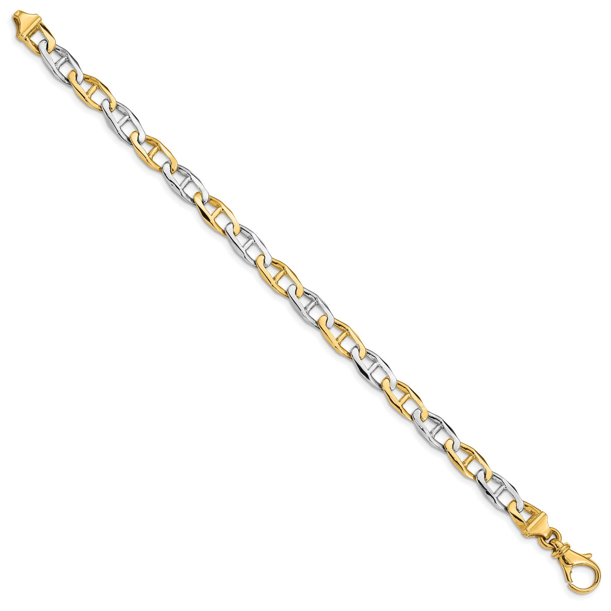 14K Two-tone Gold 6.5 mm Polished Chain Bracelet, Solid
