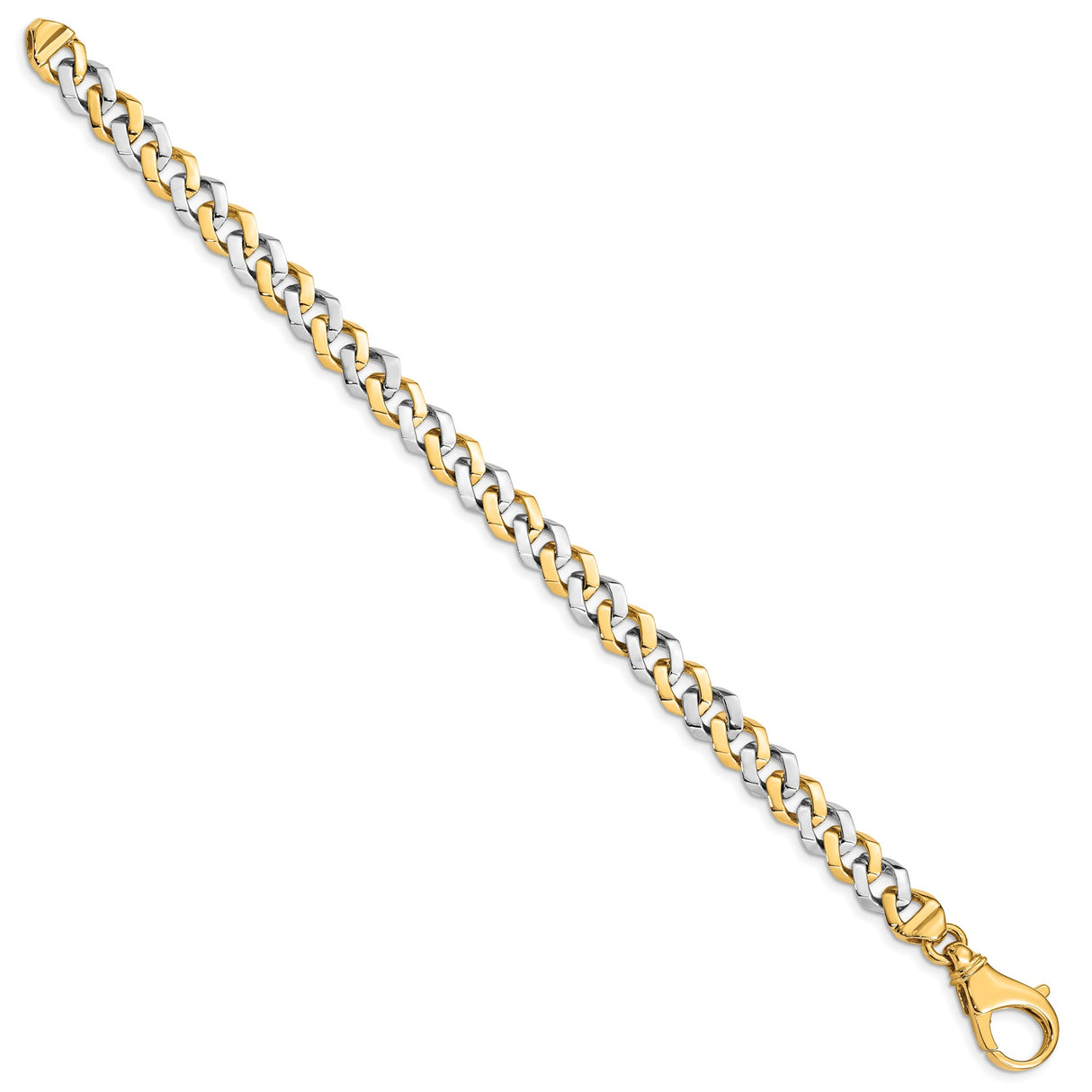 14K Two-tone Gold 8 mm Polished Chain Bracelet, Solid