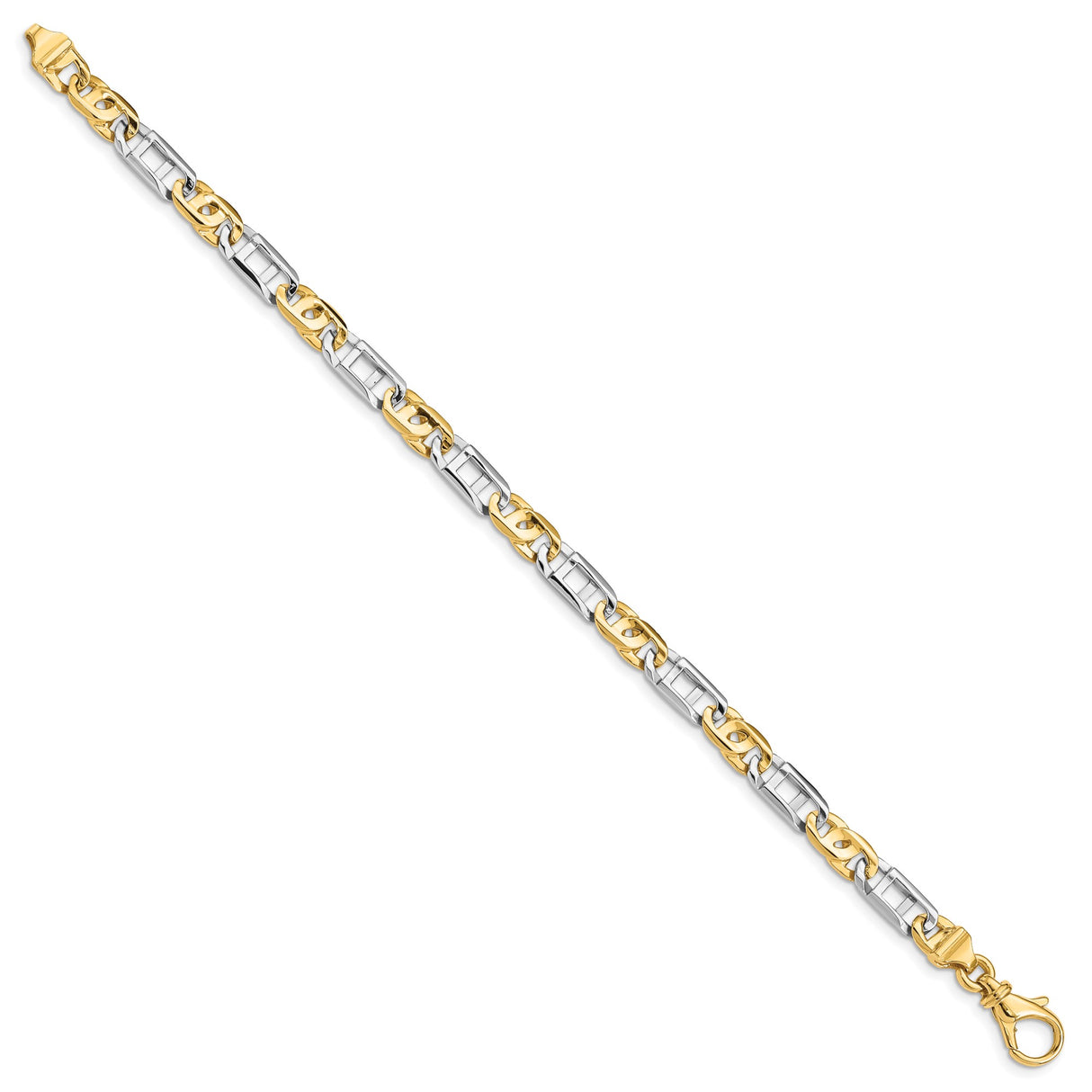 14K Two-tone Gold 5.5 mm Polished Chain Bracelet, Solid