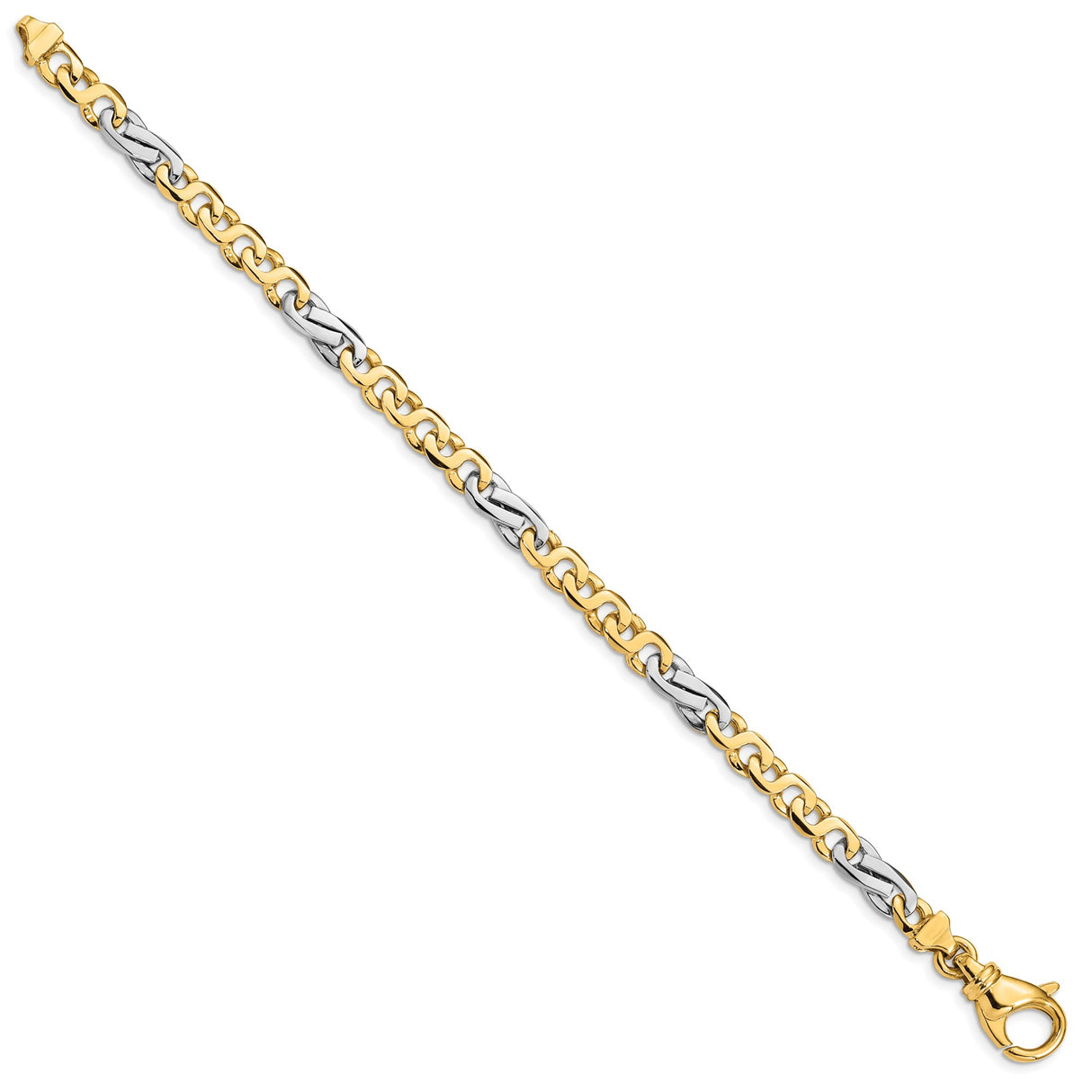 14K Two-tone Gold 5.8 mm Polished Chain Bracelet, Solid detail view