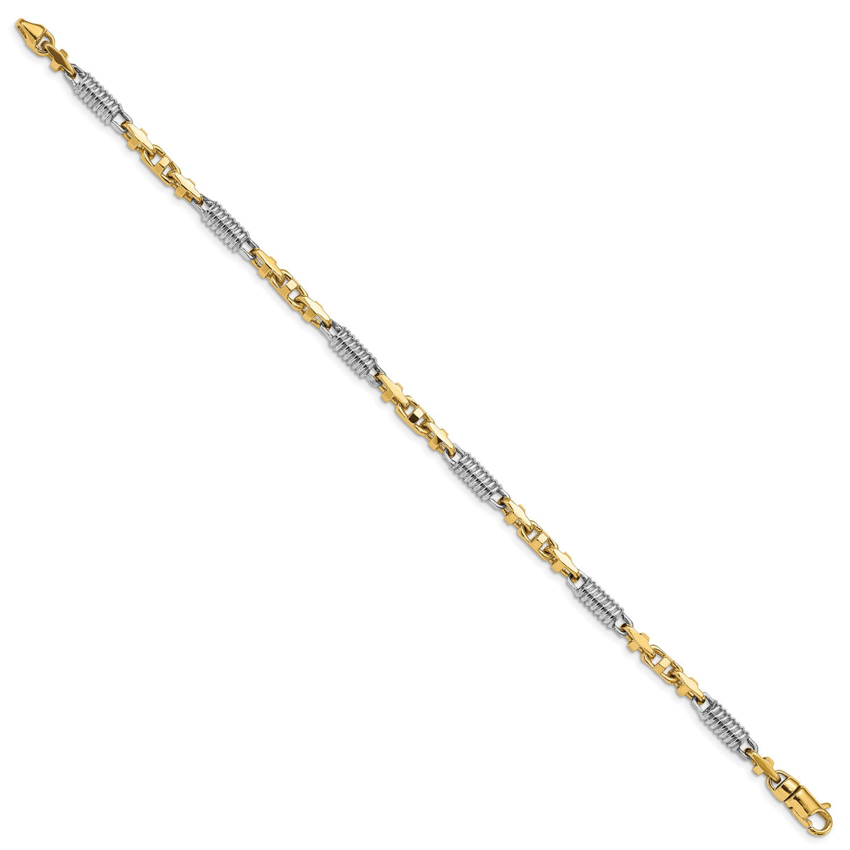 14K Two-tone Gold 4.6 mm Polished Chain Bracelet, Solid