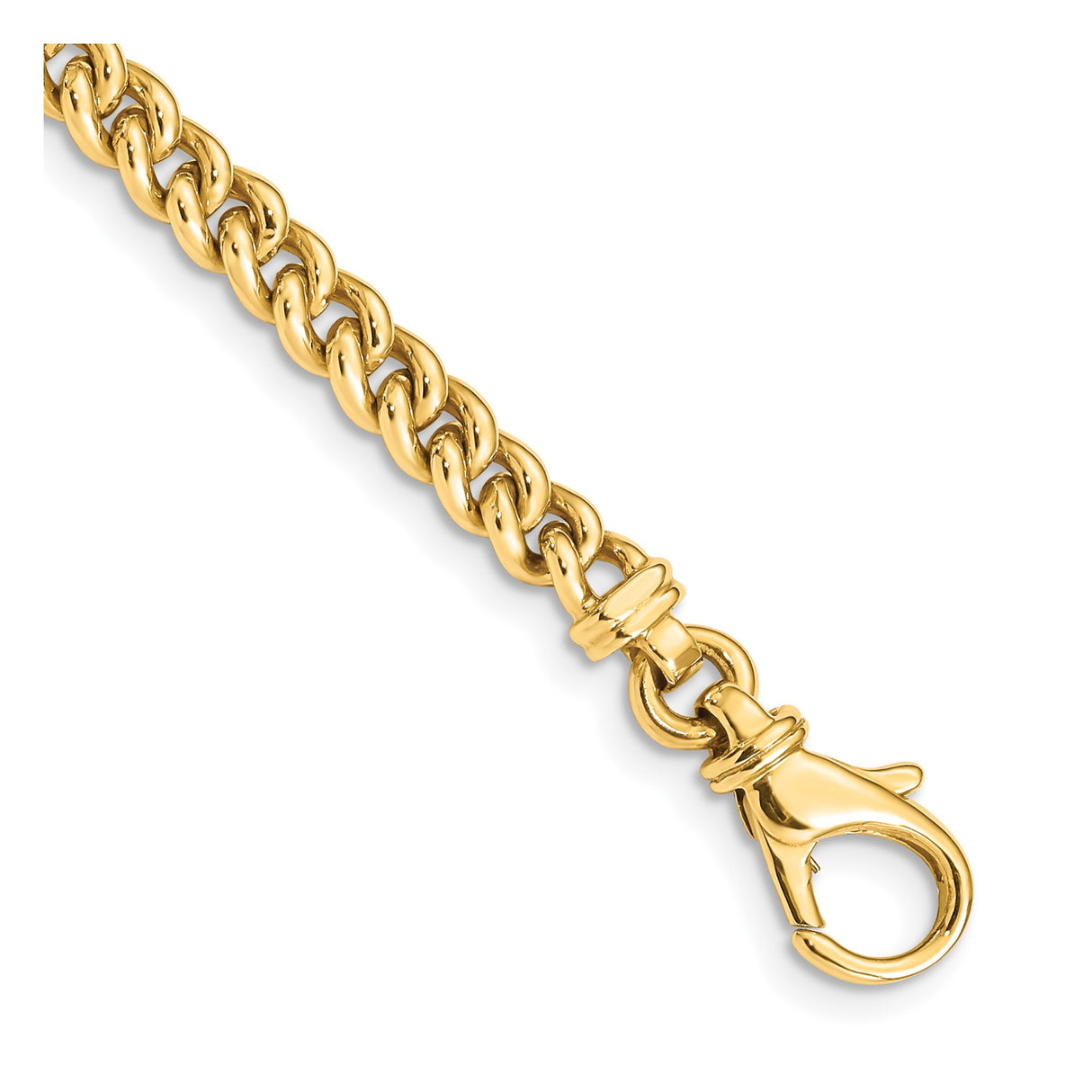 14K Yellow Gold 4.5 mm Polished Chain Bracelet, Solid alternate angle