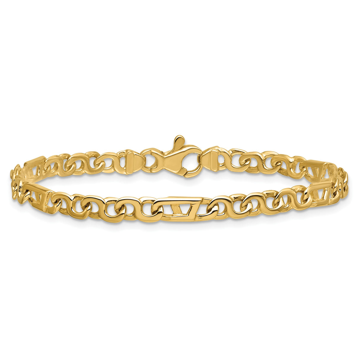 14K Yellow Gold 4.3 mm Polished Chain Bracelet, Solid alternate angle