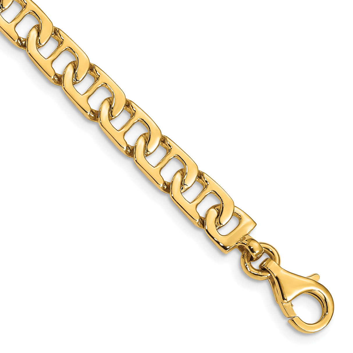 14K Yellow Gold 6.5 mm Polished Chain Bracelet, Solid shown for scale