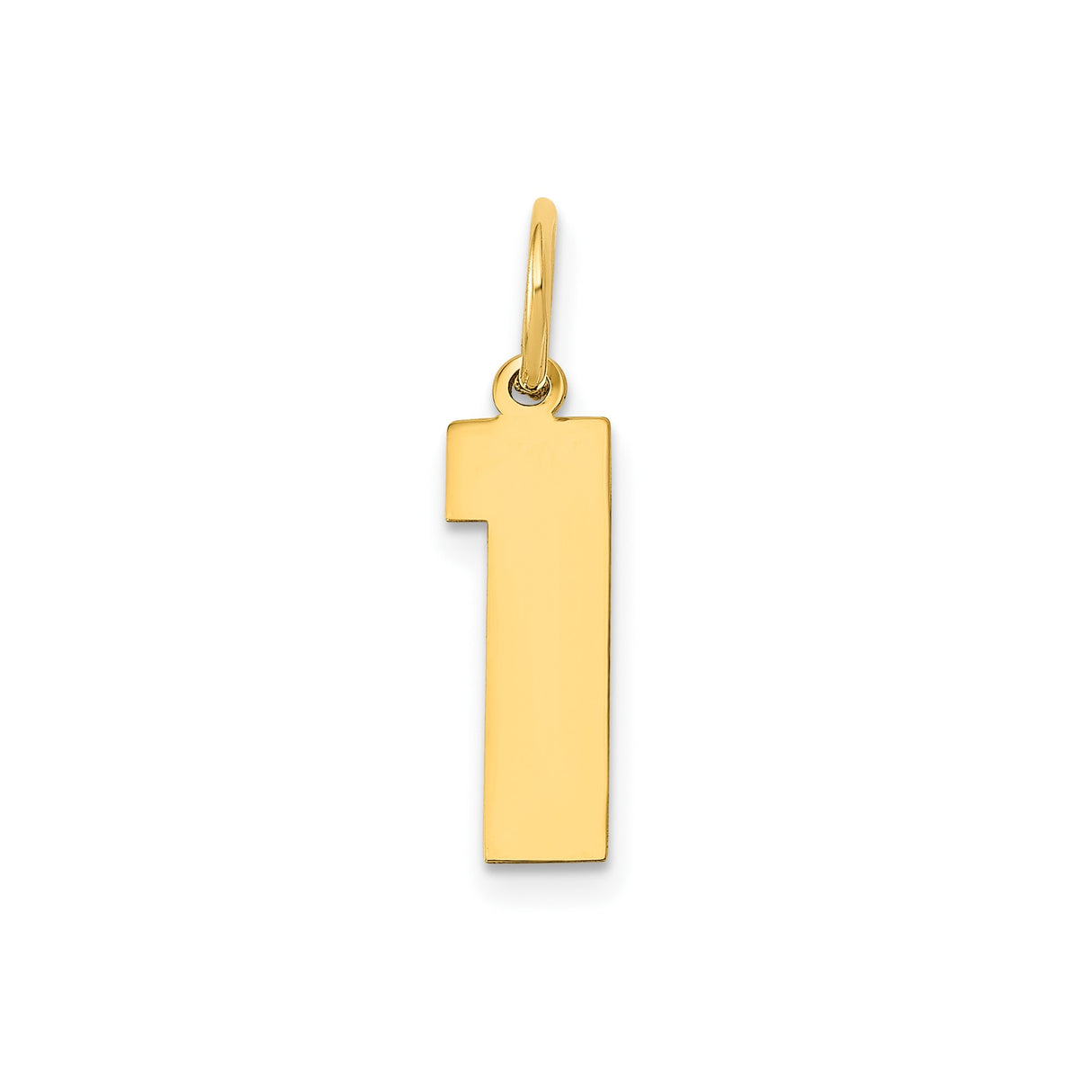 14k Yellow Gold Number 1 Pendant Charm, Polished Symbol for Achievement or Milestone