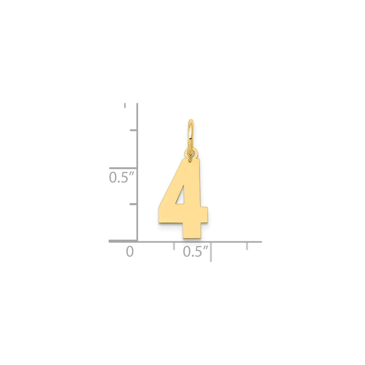 14k Yellow Gold Number 4 Charm Pendant, Polished Finish, Modern Unisex Jewelry Accessory