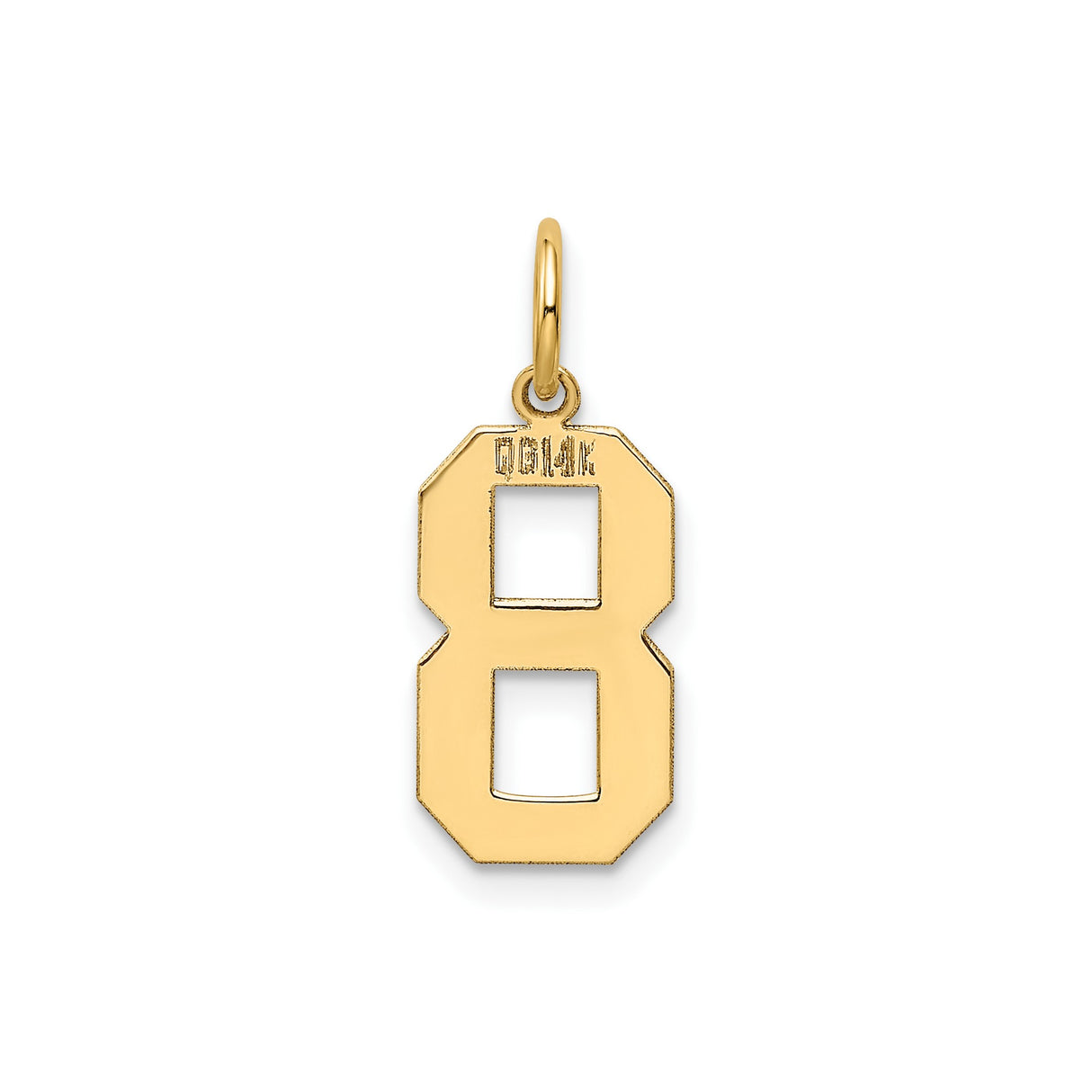 14k Yellow Gold Number 8 Pendant Charm, Bold Block Font, Infinity Symbol, Unisex Jewelry