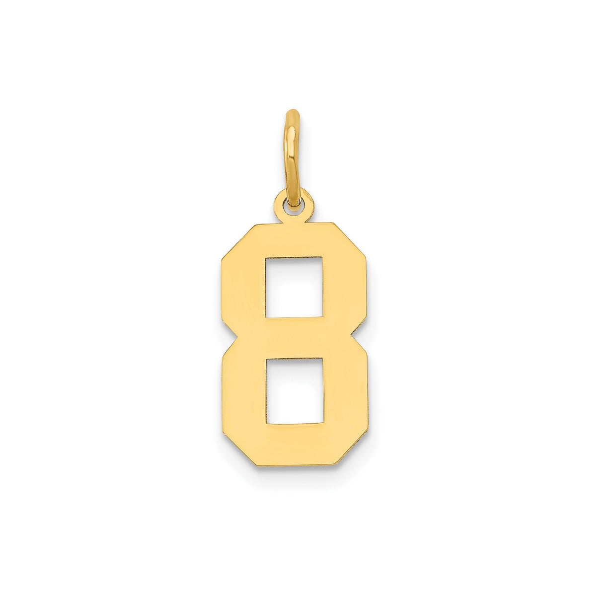 14k Yellow Gold Number 8 Pendant Charm, Bold Block Font, Infinity Symbol, Unisex Jewelry