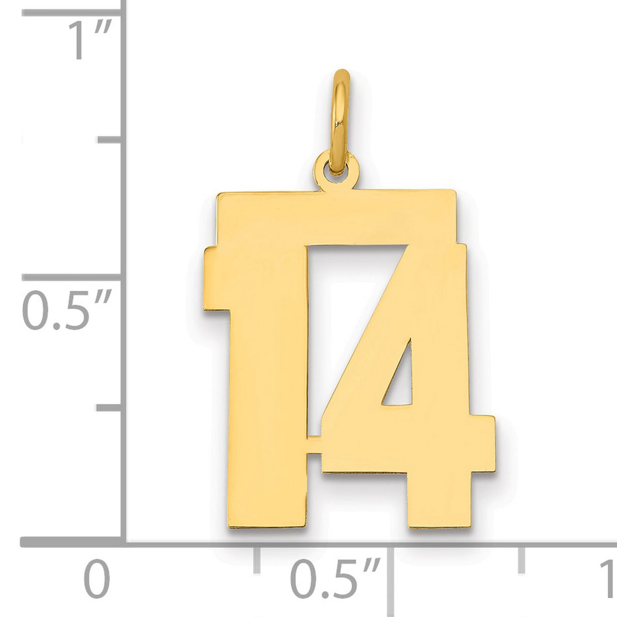 14k Yellow Gold Number 14 Pendant, Bold Modern Numeric Design for Men or Women