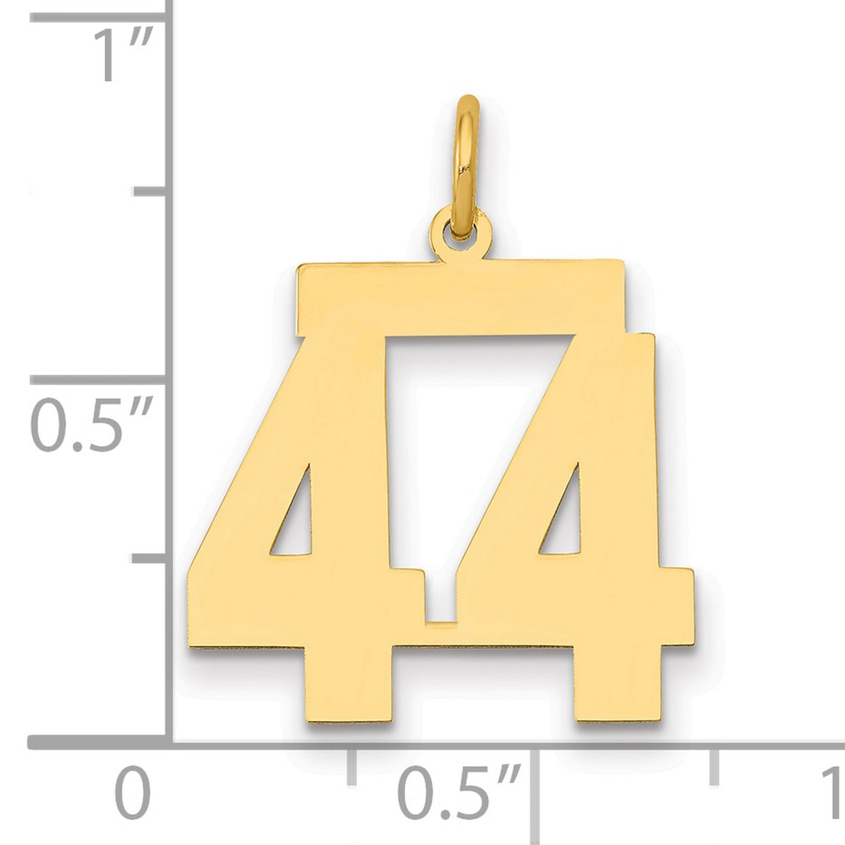 Medium Polished Number 44 Charm Pendant in Real 14k Yellow Gold