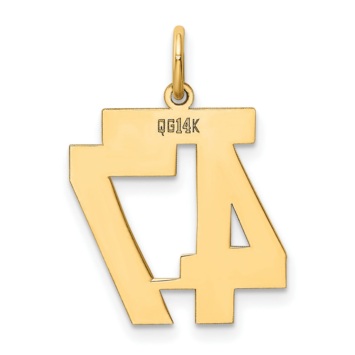 14k Yellow Gold Number 47 Pendant, Bold Block Style Athletic Charm for Men and Women