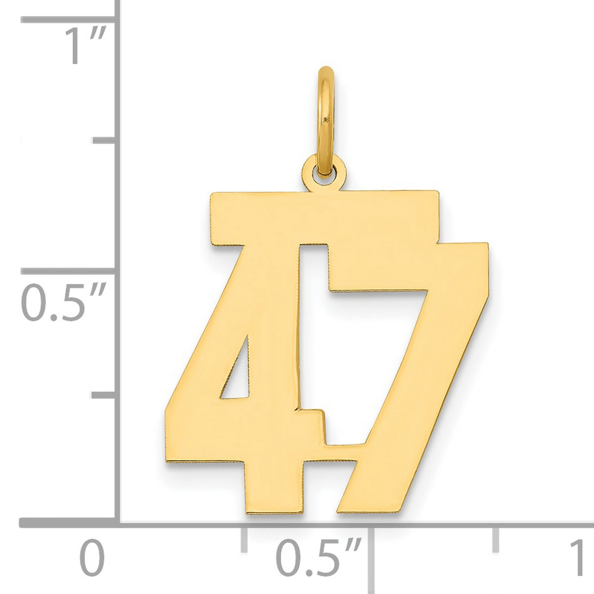14k Yellow Gold Number 47 Pendant, Bold Block Style Athletic Charm for Men and Women