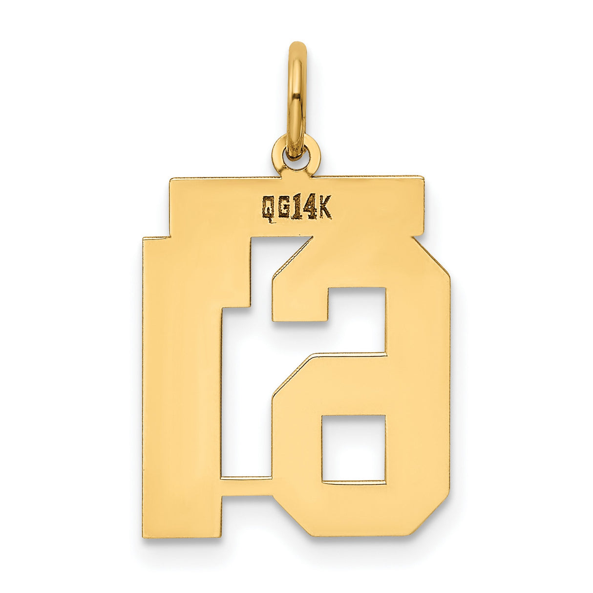 14k Yellow Gold Number 61 Pendant, Bold Block Style Commemorative Charm for Men and Women