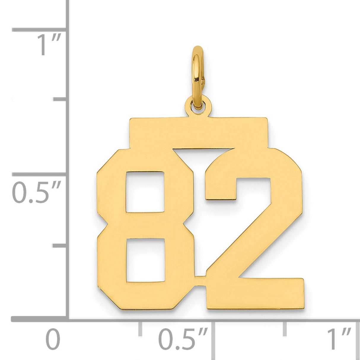 Medium Polished Number 82 Charm Pendant in Real 14k Yellow Gold