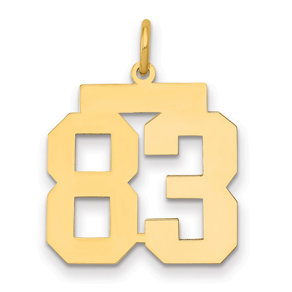 Medium Polished Number 83 Charm Pendant in Real 14k Yellow Gold
