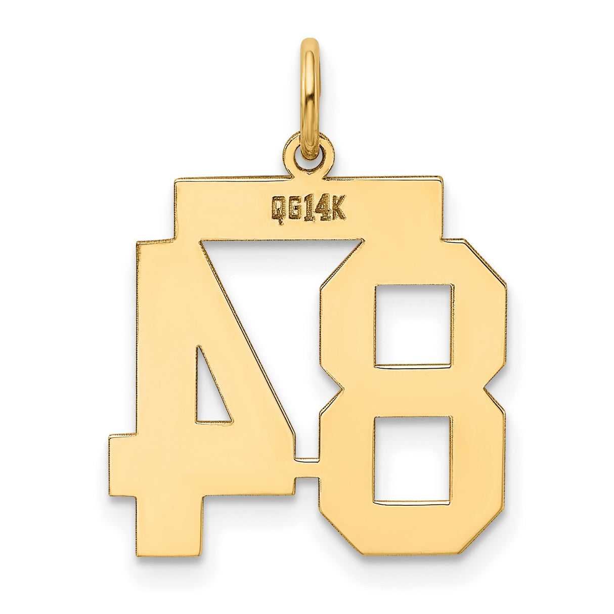 Medium Polished Number 84 Charm Pendant in Real 14k Yellow Gold