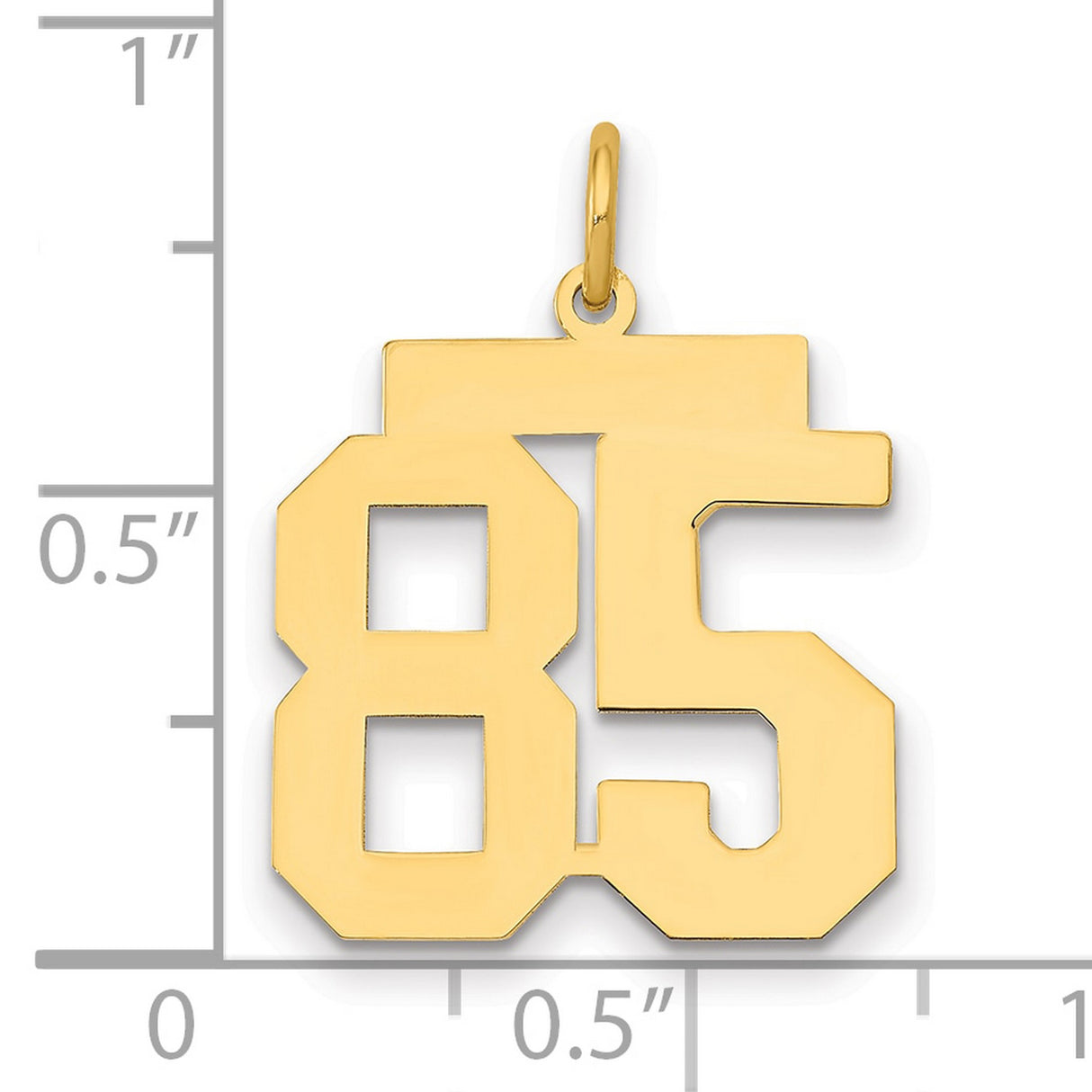 Medium Polished Number 85 Charm Pendant in Real 14k Yellow Gold