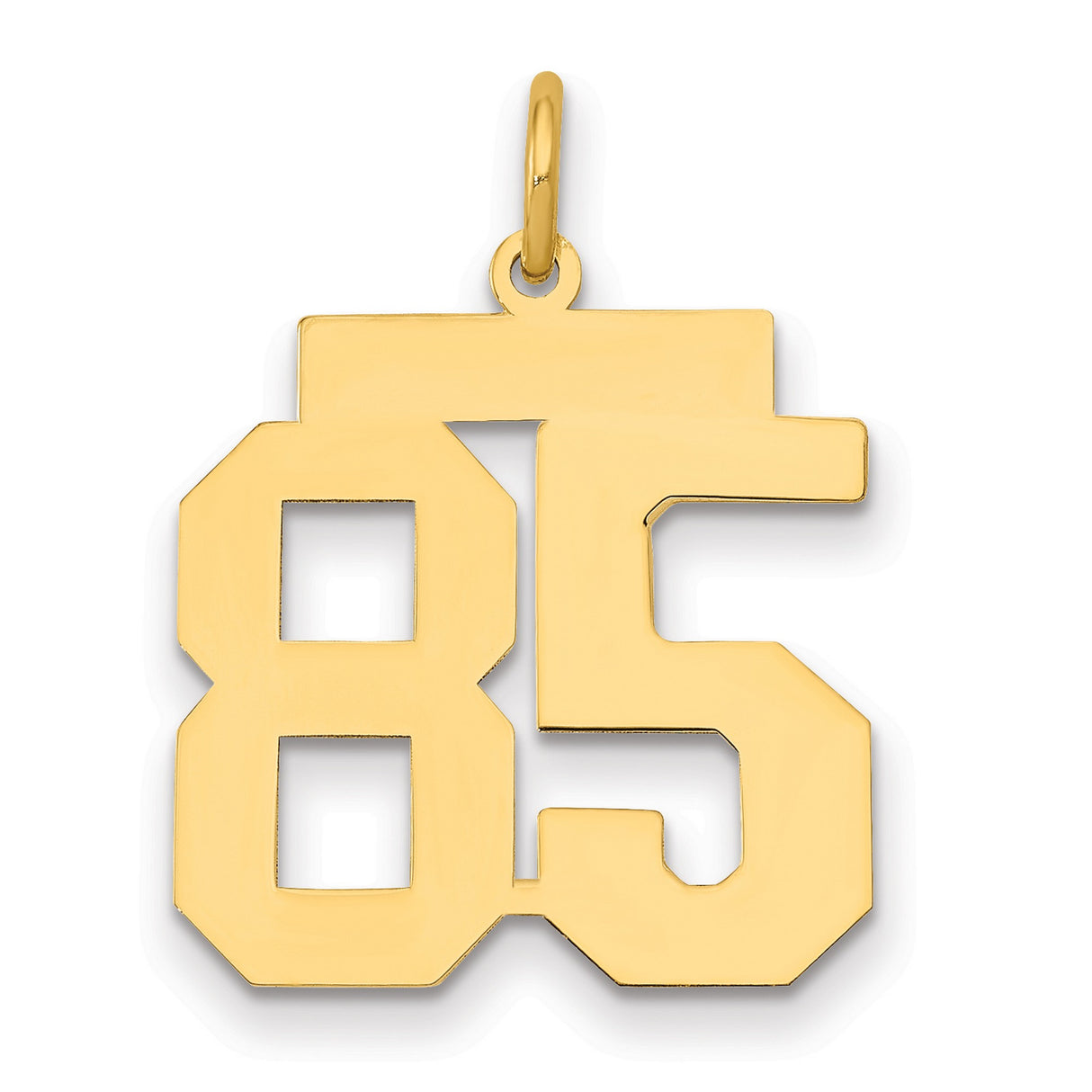 Medium Polished Number 85 Charm Pendant in Real 14k Yellow Gold