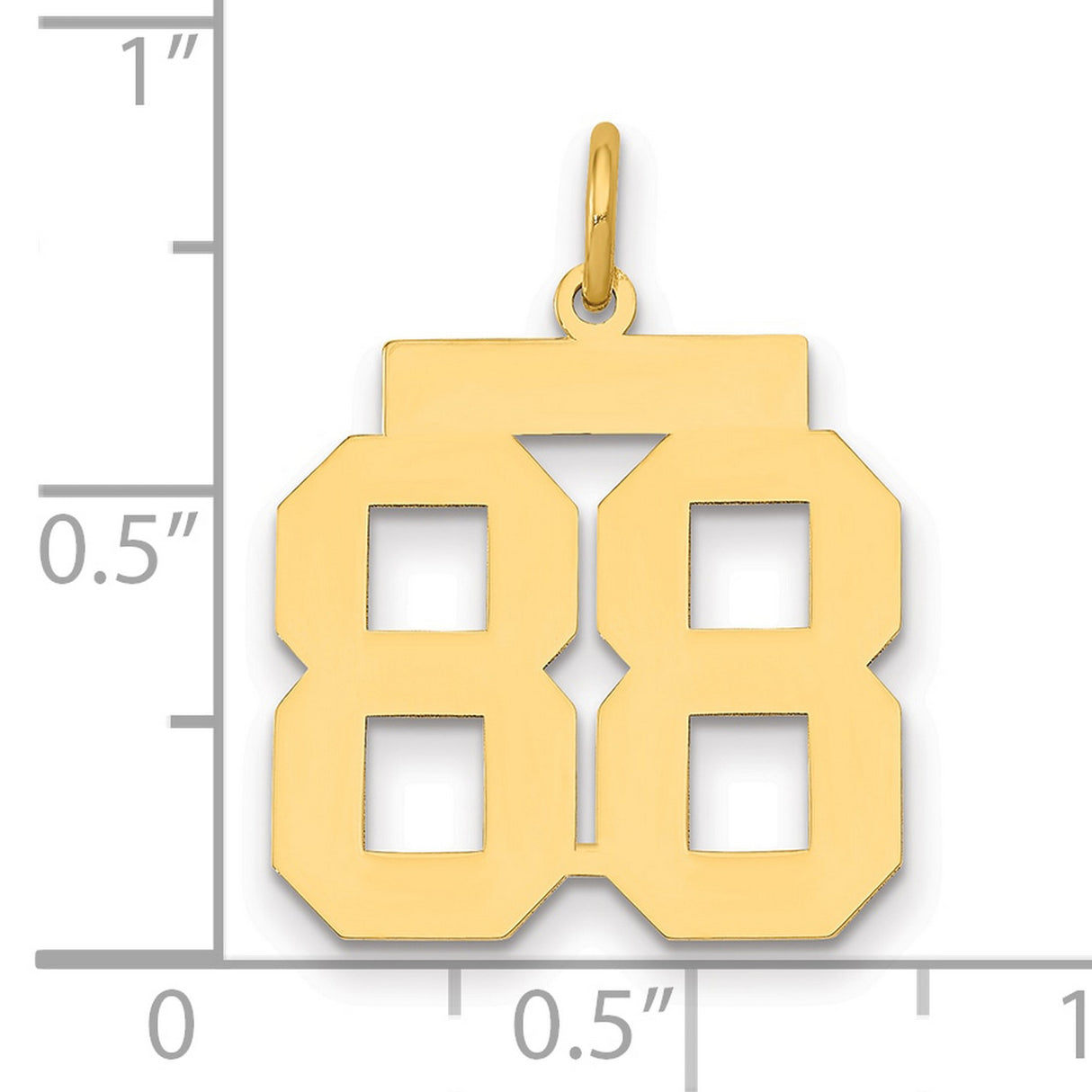Medium Polished Number 88 Charm Pendant in Real 14k Yellow Gold