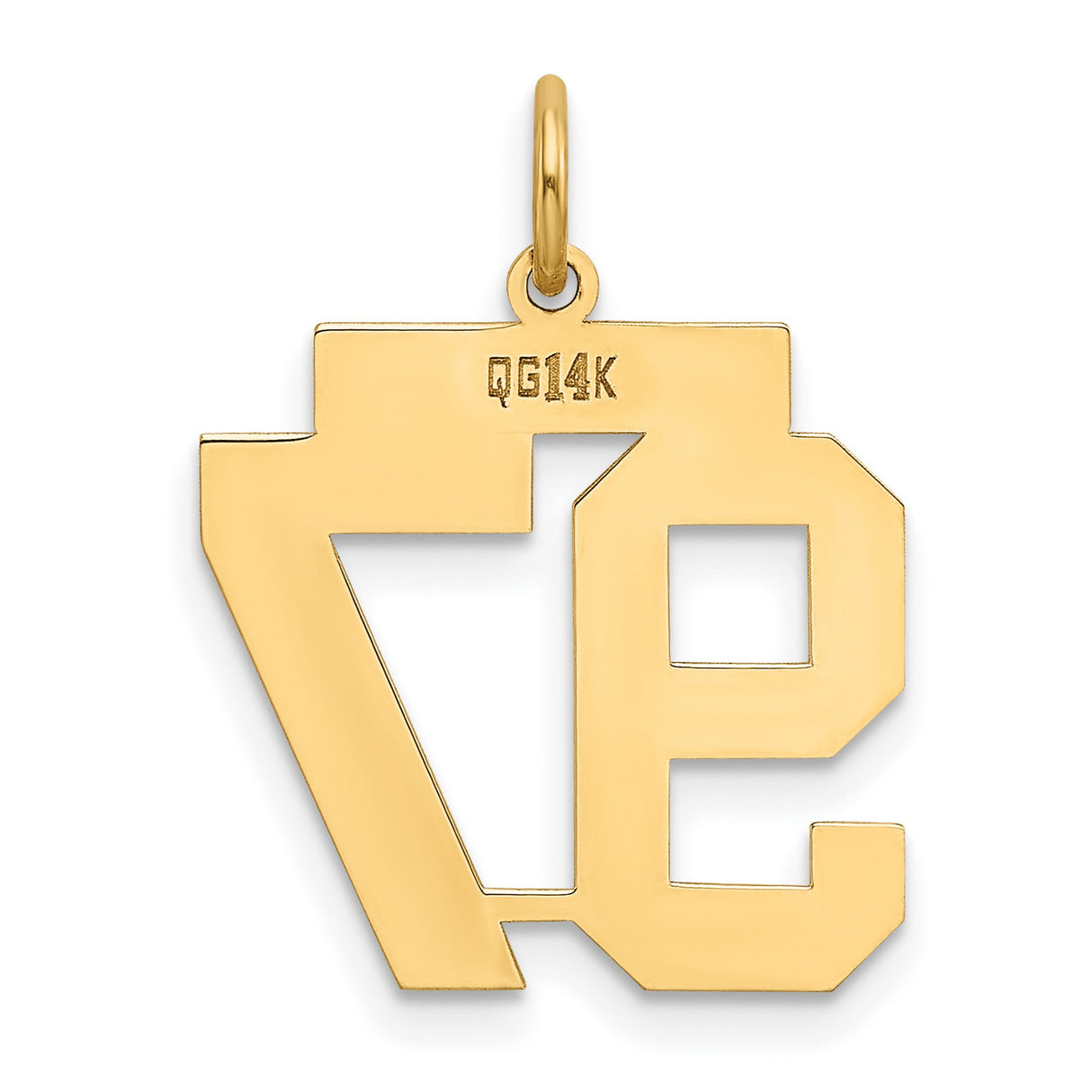 14k Yellow Gold Number 97 Pendant, Bold Block Design Numeric Charm for Men and Women
