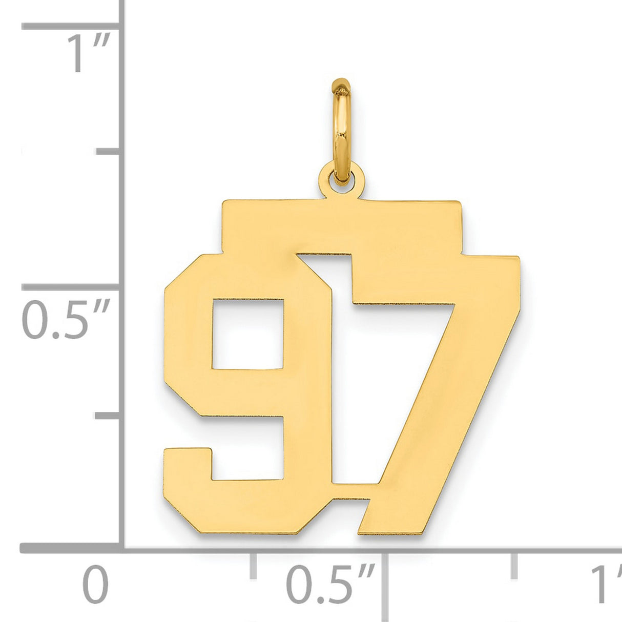 14k Yellow Gold Number 97 Pendant, Bold Block Design Numeric Charm for Men and Women