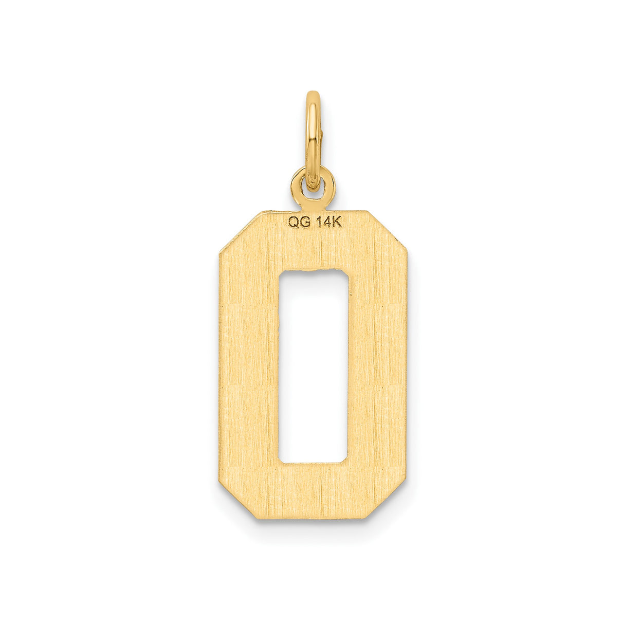 14k Yellow Gold Number 0 Pendant Charm, Textured and Polished, Unisex Numeric Jewelry