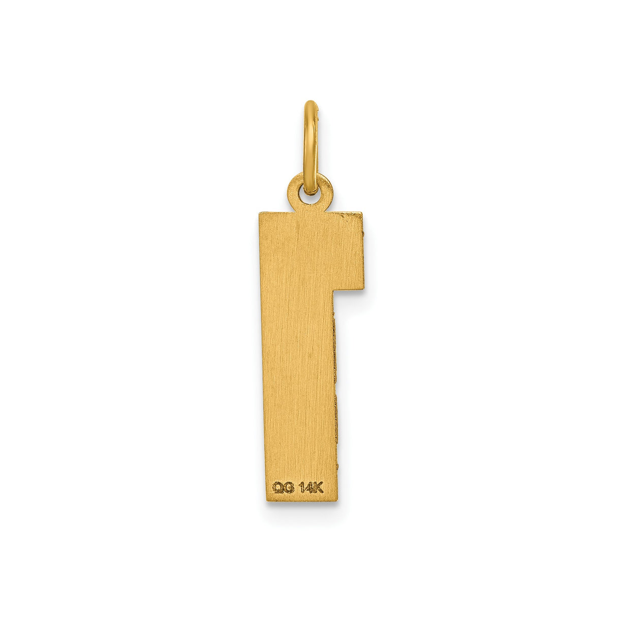 14k Yellow Gold Number 1 Pendant Charm with Textured Center and Diamond Cut Border