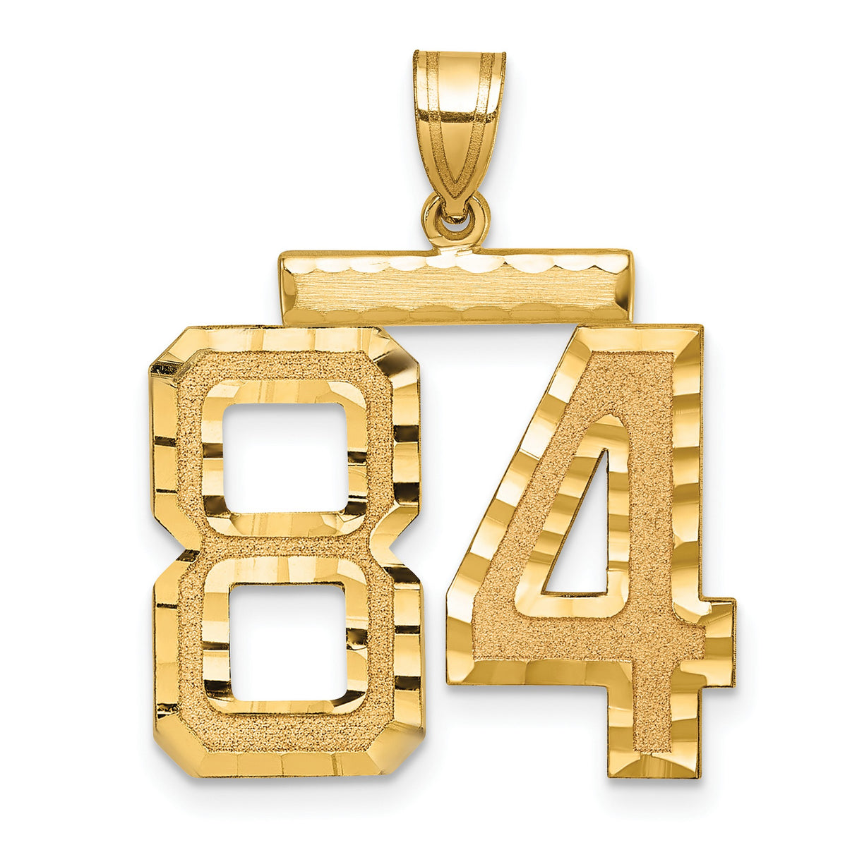 14k Yellow Gold Number 84 Pendant, Sporty Jersey Style Charm for Men or Unisex Wear