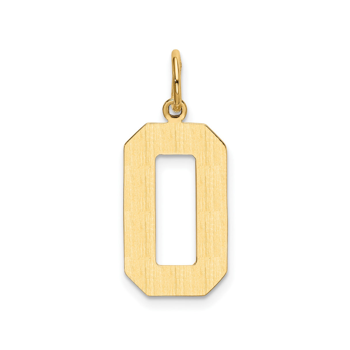 14k Yellow Gold Number 0 Pendant Charm, Polished Geometric Minimalist Design, Unisex