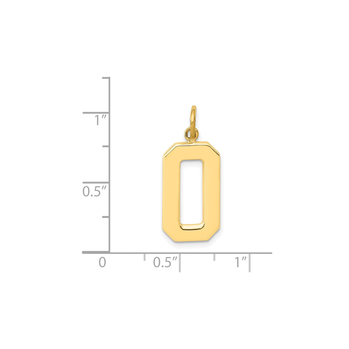 14k Yellow Gold Number 0 Pendant Charm, Polished Geometric Minimalist Design, Unisex