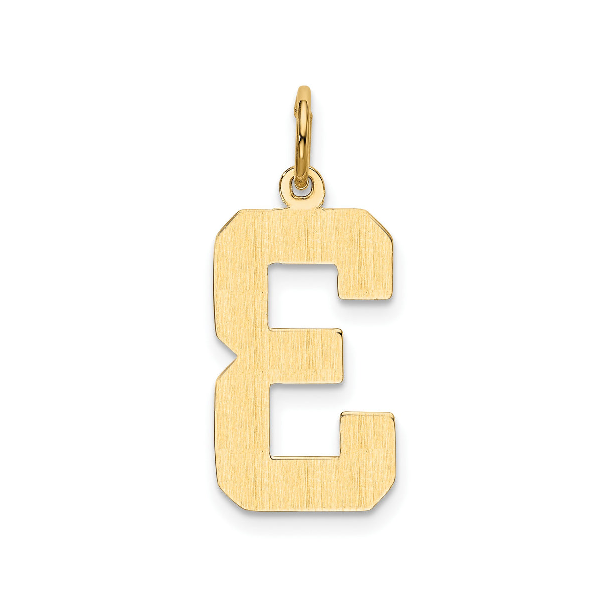 14k Yellow Gold Number 3 Pendant Charm, Block Style Unisex Minimal Jewelry