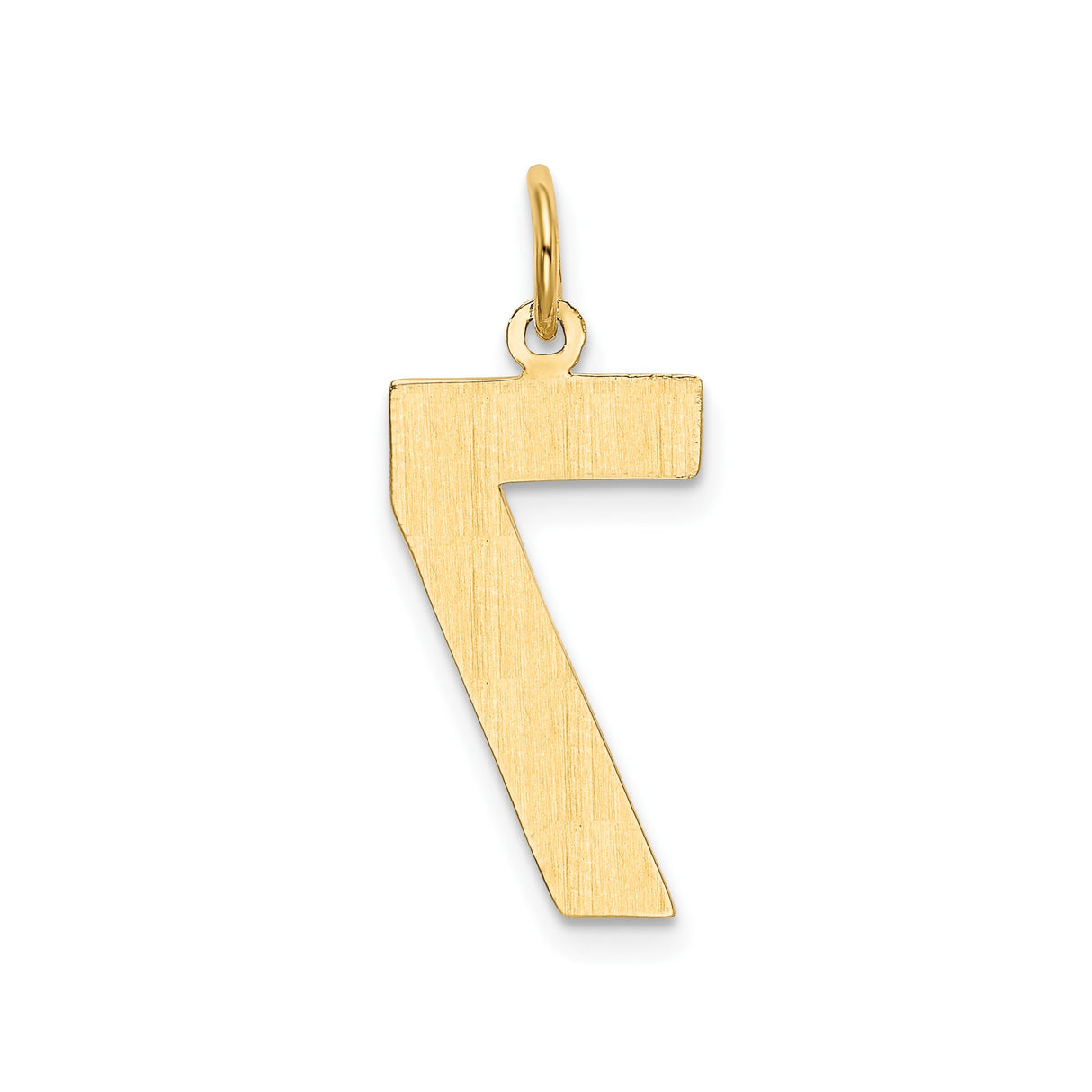 14k Yellow Gold Number 7 Pendant Charm, Polished Lucky Number Jewelry for Women or Unisex Wear