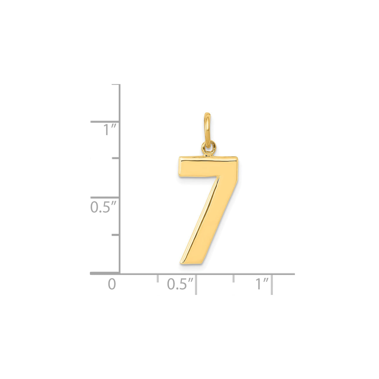 14k Yellow Gold Number 7 Pendant Charm, Polished Lucky Number Jewelry for Women or Unisex Wear