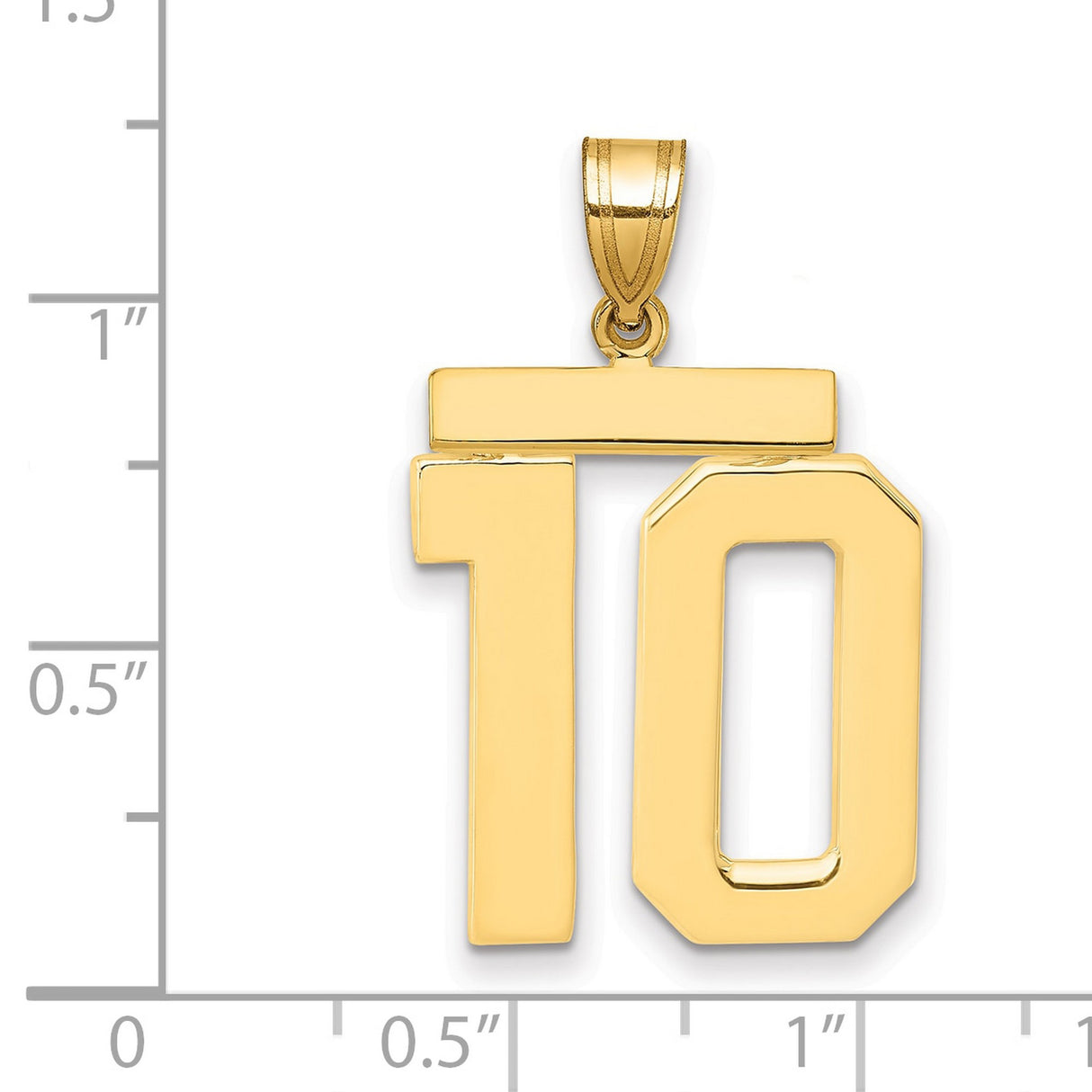 14k Yellow Gold Number 10 Pendant, Bold Sporty Jersey Charm for Men or Women
