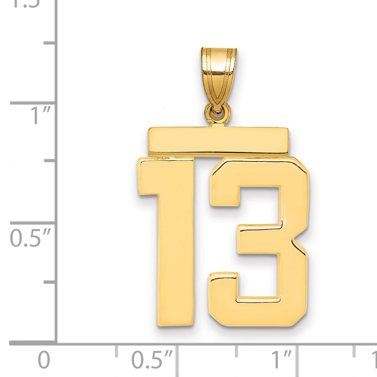 14k Yellow Gold Number 13 Pendant, Bold Sporty Charm for Men or Unisex Wear