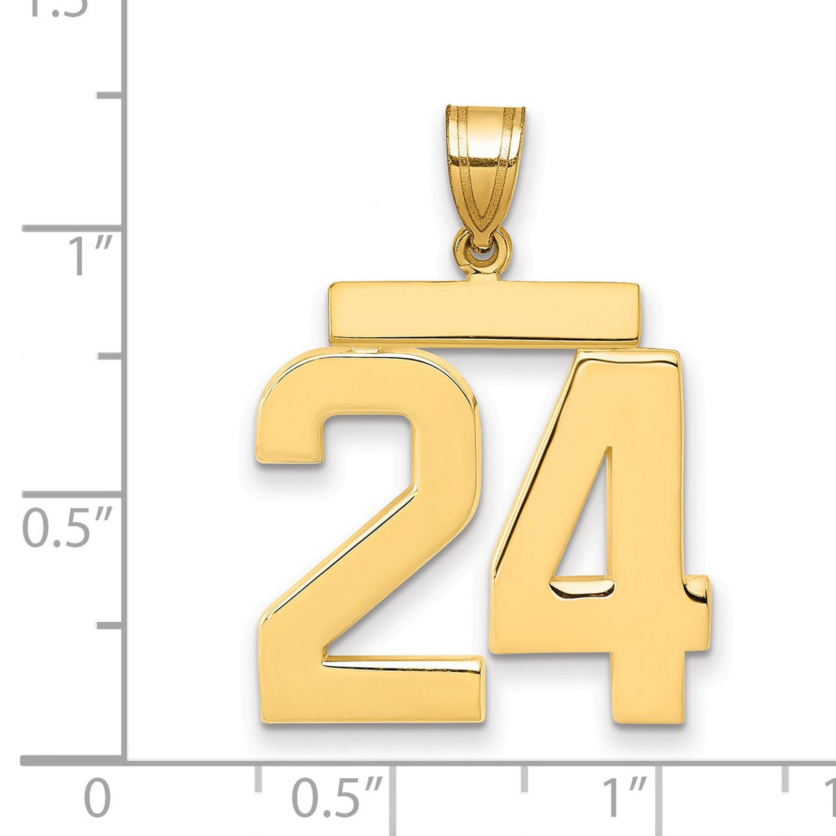 14k Yellow Gold Number 24 Pendant, Bold Block Style for Men or Unisex Wear