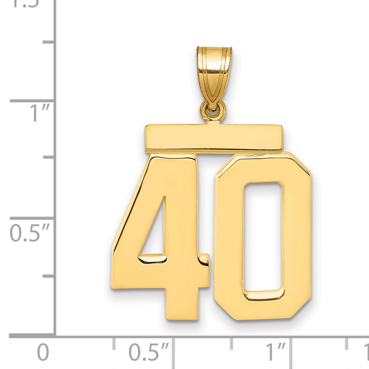Large Polished Number 40 Charm Pendant in Real 10k Yellow Gold