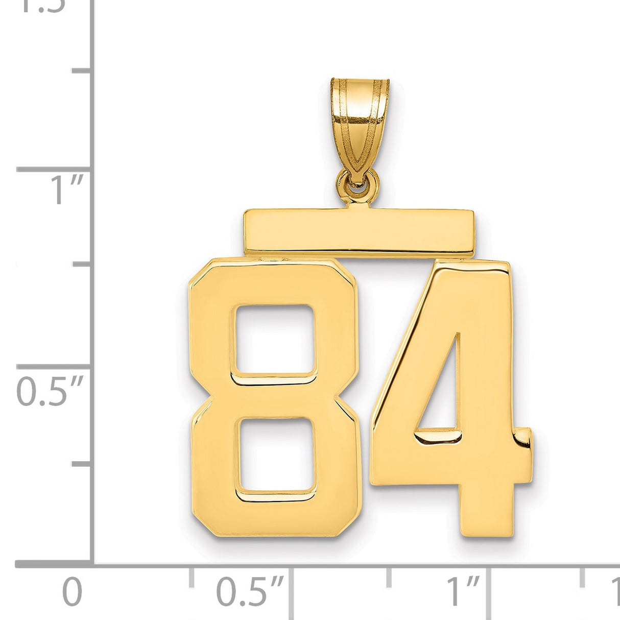 Large Polished Number 84 Charm Pendant in Real 14k Yellow Gold