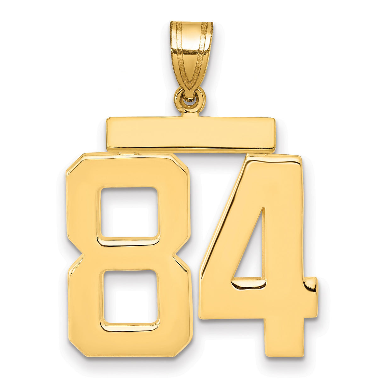 Large Polished Number 84 Charm Pendant in Real 14k Yellow Gold