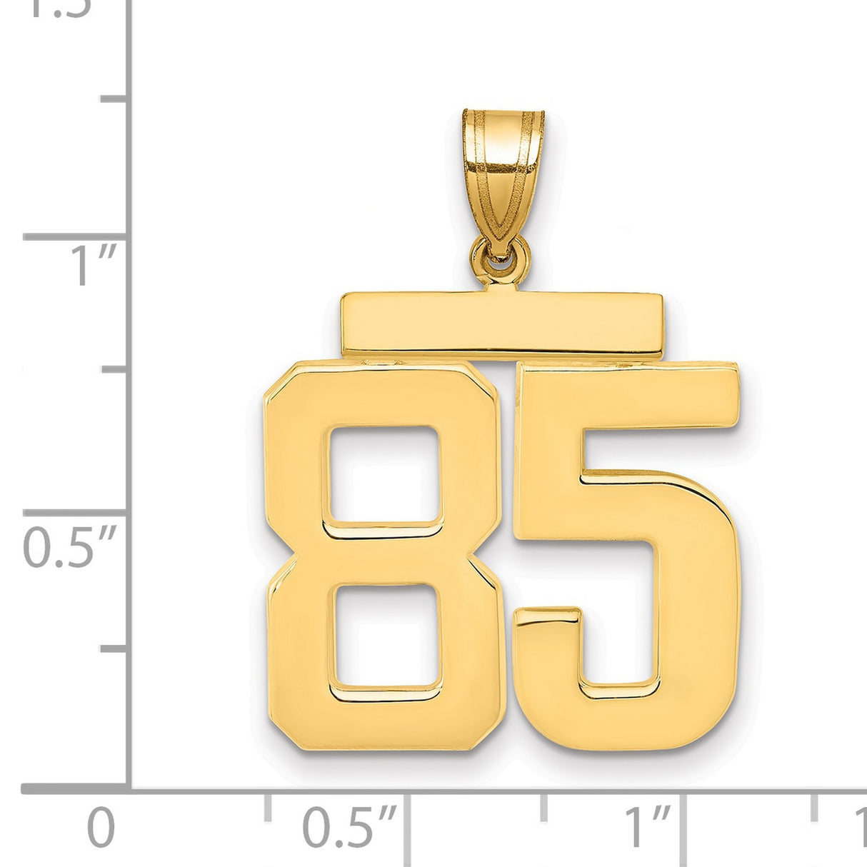Large Polished Number 85 Charm Pendant in Real 14k Yellow Gold